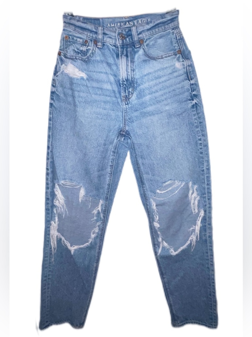 American Eagle Outfitters Light Blue Distressed Strigid Mom Jeans